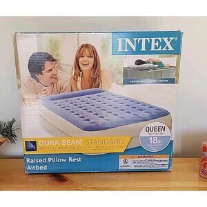 Intex Raised Pullow Rest Air-bed Bed Height Queen Fiber Tech 80" X 60" X 18"